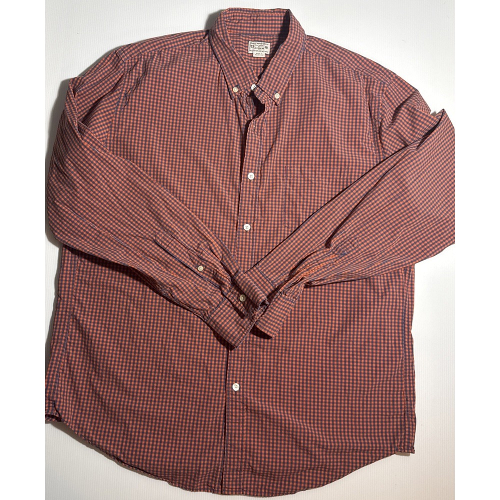 J.Crew Mens Long Sleeve Plaid Button Down Shirt XL Red Blue Multicolor Cotton